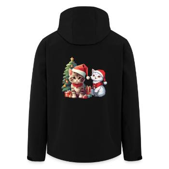 Christmas Weihnachten Katze Katzen Nikolaus Xmas - Recycelte Männer Softshell-Jacke von Stanley/Stella - Schwarz - Hinten - AI Model Male 185 light (185cm)