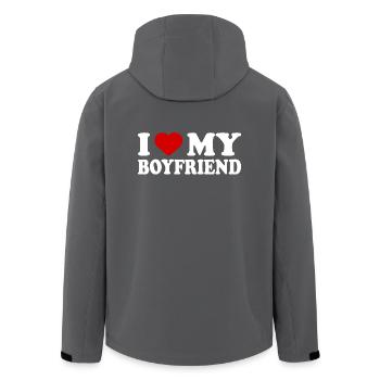 I love my boyfriend - Recycelte Männer Softshell-Jacke von Stanley/Stella - Anthrazit - Hinten - AI Model Male 185 light (185cm)