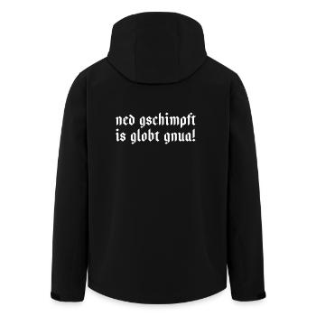 BAYRISCH! ned gschimpft is globt gnua - Recycelte Männer Softshell-Jacke von Stanley/Stella - Schwarz - Hinten - AI Model Male 185 light (185cm)