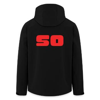 50. 50 YEARS. 50th ANNIVERSARY. BIRTHDAY 50 YEARS. - Men’s Recycled Softshell Jacket by Stanley/Stella - black - Back - AI Model Male 185 light (185cm)