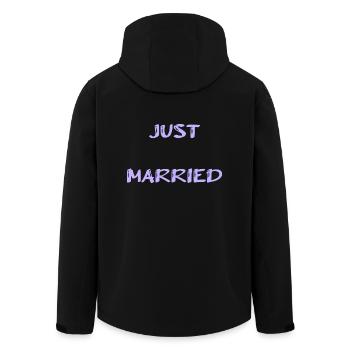 JUST MARRIED. bachelorette party. LOVE. SAINT VALENTINE. COUPLE. - Men’s Recycled Softshell Jacket by Stanley/Stella - black - Back - AI Model Male 185 light (185cm)