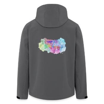 Joyeux anniversaire fête d'anniversaire cadeau festif enfant - Veste softshell homme en polyester recyclé Stanley/Stella - noir - Dos - AI Model Male 185 light (185cm)