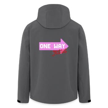 One Way Jesus lettering as a cool gift idea - Men’s Recycled Softshell Jacket by Stanley/Stella - anthracite - Back - AI Model Male 185 light (185cm)