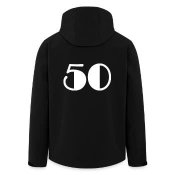 50 JAHRE. 50-jähriges Jubiläum. GEBURTSTAG 50 JAHRE. 50 - Recycelte Männer Softshell-Jacke von Stanley/Stella - Schwarz - Hinten - AI Model Male 185 light (185cm)