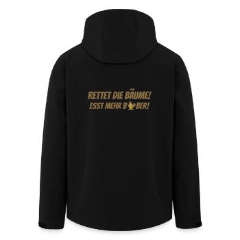 Rettet die Bäume Esst mehr Biber - Recycelte Männer Softshell-Jacke von Stanley/Stella - Schwarz - Hinten - AI Model Male 185 light (185cm)