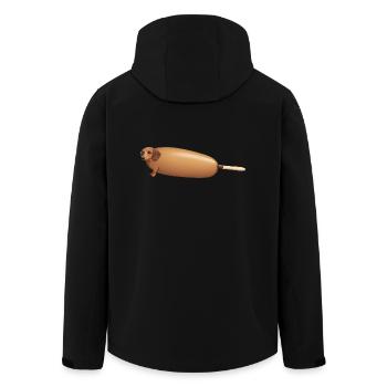 Hot Dog Dachshund - Funny Dog Design - Men’s Recycled Softshell Jacket by Stanley/Stella - black - Back - AI Model Male 185 light (185cm)