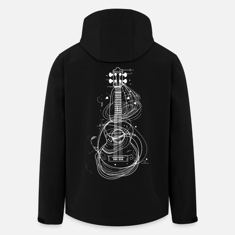 Dessin de ukulélé - Veste softshell homme en polyester recyclé Stanley/Stella - noir