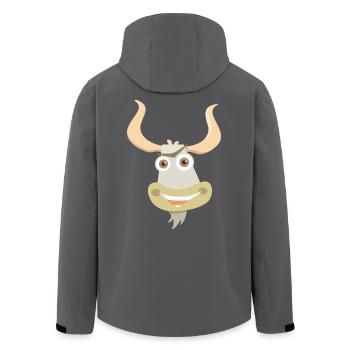 Fröhliche Illustration eines Yakkopfes - Recycelte Männer Softshell-Jacke von Stanley/Stella - Anthrazit - Hinten - AI Model Male 185 light (185cm)