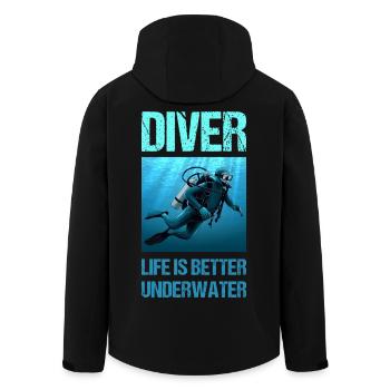 Diver life is better underwater - Recycelte Männer Softshell-Jacke von Stanley/Stella - Schwarz - Hinten - AI Model Male 185 light (185cm)