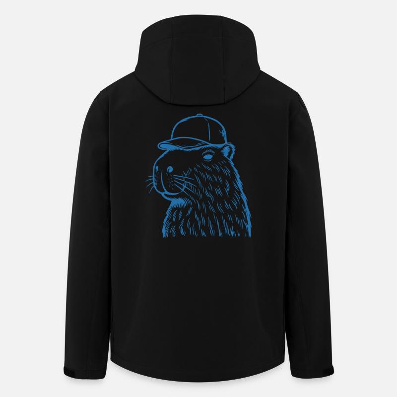 Capybara mit Baseballkappe - Recycelte Männer Softshell-Jacke von Stanley/Stella - Schwarz
