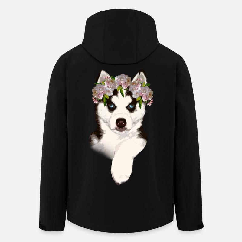 Husky avec couronne de fleurs - Veste softshell homme en polyester recyclé Stanley/Stella - noir
