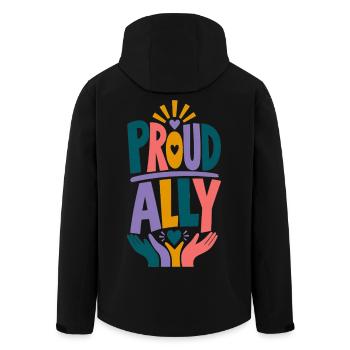 Proud Ally LGBTQ Regenbogen Pride Fan CSD Outfit - Recycelte Männer Softshell-Jacke von Stanley/Stella - Schwarz - Hinten - AI Model Male 185 light (185cm)