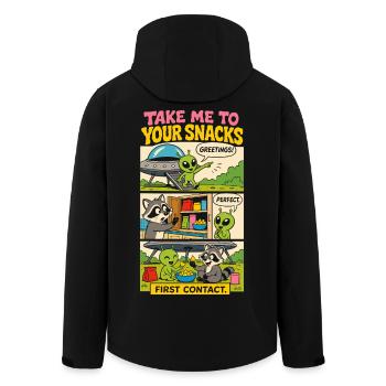 Alien first contact with snacks - Men’s Recycled Softshell Jacket by Stanley/Stella - black - Back - AI Model Male 185 light (185cm)