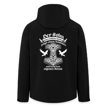 Germane Glaube Sprüche Gott Heide Hammer Geschenk - Recycelte Männer Softshell-Jacke von Stanley/Stella - Schwarz - Hinten - AI Model Male 185 light (185cm)