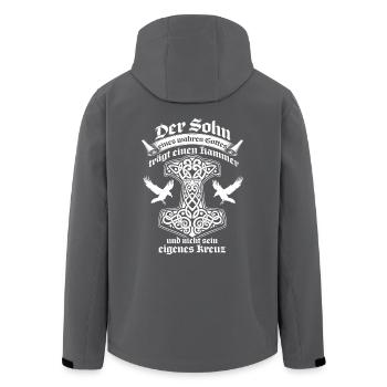 Germane Glaube Sprüche Gott Heide Hammer Geschenk - Recycelte Männer Softshell-Jacke von Stanley/Stella - Anthrazit - Hinten - AI Model Male 185 light (185cm)