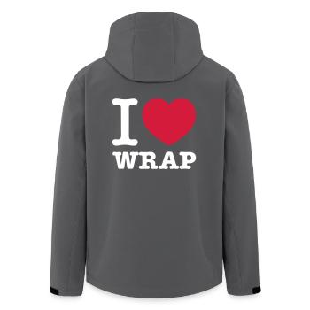 I love wrap - Men’s Recycled Softshell Jacket by Stanley/Stella - black - Back - AI Model Male 185 light (185cm)