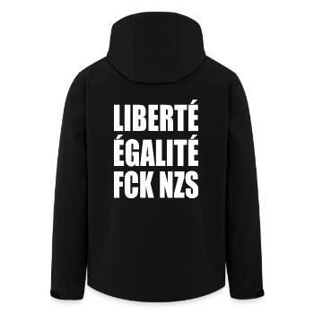 Fck nzs Liberté Égalité FCK NZS - Recycelte Männer Softshell-Jacke von Stanley/Stella - Schwarz - Hinten - AI Model Male 185 light (185cm)