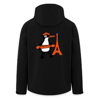 Pinguin Französisch Baguette Paris Frankreich Süß - Recycelte Männer Softshell-Jacke von Stanley/Stella - Schwarz - Hinten - AI Model Male 185 light (185cm)