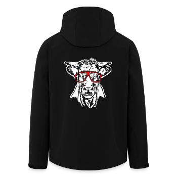 Kuh mit Brille Ochse Bulle Weide Tier Wilsigns - Recycelte Männer Softshell-Jacke von Stanley/Stella - Schwarz - Hinten - AI Model Male 185 light (185cm)