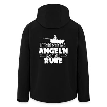 Für Fischer und Angler ist das Angeln das Hobby - Recycelte Männer Softshell-Jacke von Stanley/Stella - Schwarz - Hinten - AI Model Male 185 light (185cm)