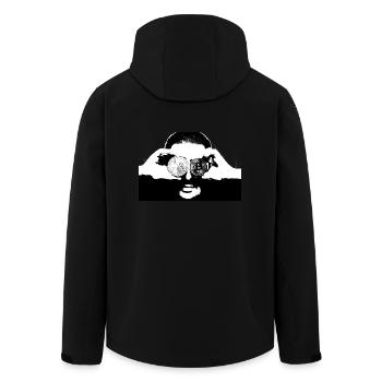 BitCoin und Dollar vor den Augen - Recycelte Männer Softshell-Jacke von Stanley/Stella - Schwarz - Hinten - AI Model Male 185 light (185cm)