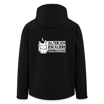 Einhorn - ...Ich eskaliere hier gleich - Recycelte Männer Softshell-Jacke von Stanley/Stella - Schwarz - Hinten - AI Model Male 185 light (185cm)