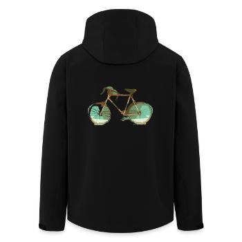 bicycle mountain bike cyclist mountainbike fahrrad - Recycelte Männer Softshell-Jacke von Stanley/Stella - Schwarz - Hinten - AI Model Male 185 light (185cm)