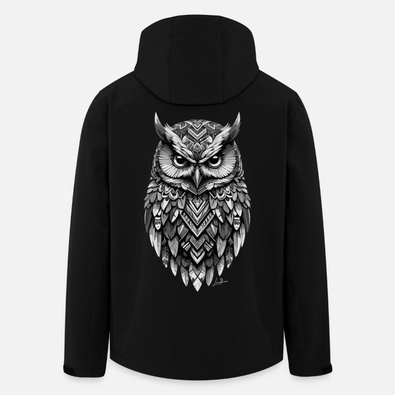 Indische geometrische Eule - Recycelte Männer Softshell-Jacke von Stanley/Stella - Schwarz