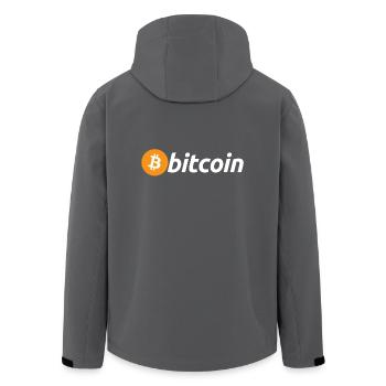 Bitcoin Logo blanc avec un grand B (officiel) - Veste softshell homme en polyester recyclé Stanley/Stella - charbon - Dos - AI Model Male 185 light (185cm)