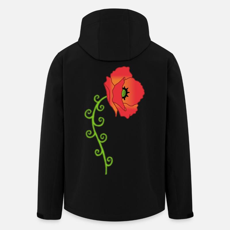 Mohnblume und Spiralblätter - Recycelte Männer Softshell-Jacke von Stanley/Stella - Schwarz