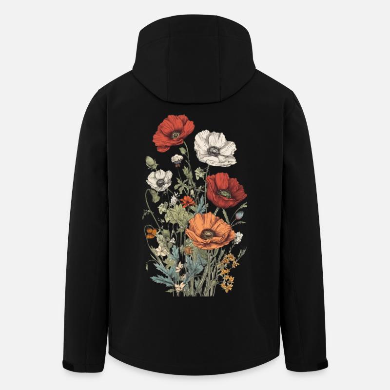 Wunderschönes Boho Mohn Herbarium Bouquet - Recycelte Männer Softshell-Jacke von Stanley/Stella - Schwarz