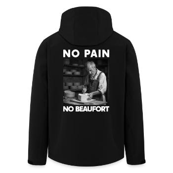 No Pain No Beaufort Humour Savoie Beaufort Cheese - Men’s Recycled Softshell Jacket by Stanley/Stella - black - Back - AI Model Male 185 light (185cm)
