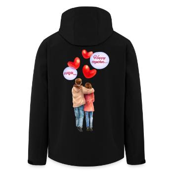 Heureux ensemble – Illustration romantique à l’aquarelle - Veste softshell homme en polyester recyclé Stanley/Stella - noir - Dos - AI Model Male 185 light (185cm)