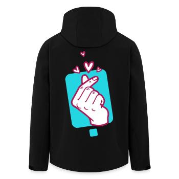 Kpop Korean Finger Heart Cute Korean Pop Love - Men’s Recycled Softshell Jacket by Stanley/Stella - black - Back - AI Model Male 185 light (185cm)