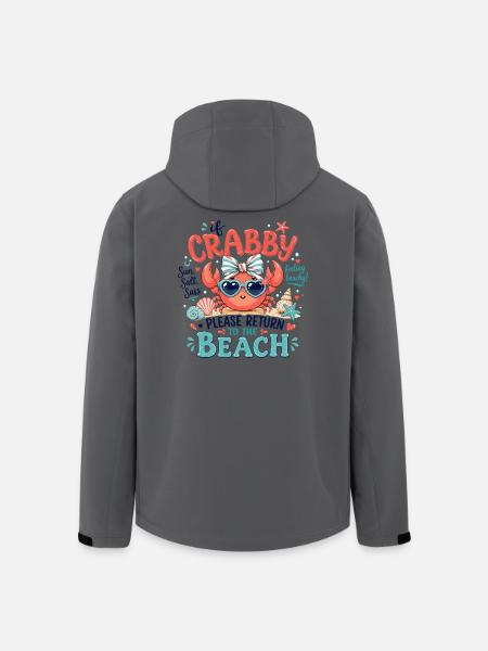Crab Beach Humor Summer Pink - Men’s Recycled Softshell Jacket by Stanley/Stella - black
