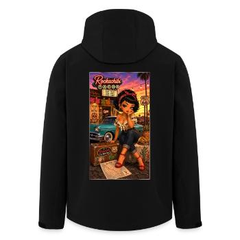 Penelope Pinup Road 66 Vintage 50s - Chibi Kek-In - Men’s Recycled Softshell Jacket by Stanley/Stella - black - Back - AI Model Male 185 light (185cm)
