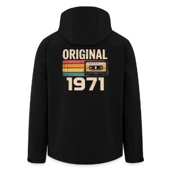 Original 1971 Vintage 1971 Retro Anniversary - Men’s Recycled Softshell Jacket by Stanley/Stella - black - Back - AI Model Male 185 light (185cm)
