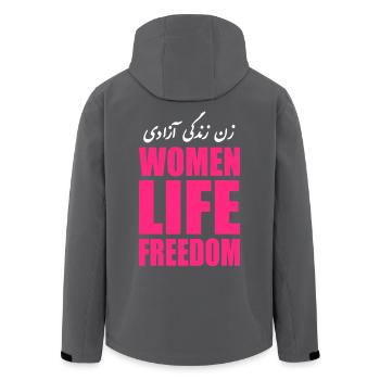 Women life freedom - Recycelte Männer Softshell-Jacke von Stanley/Stella - Schwarz - Hinten - AI Model Male 185 light (185cm)