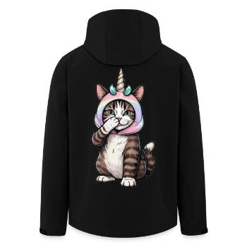 Einhorn Katze - Recycelte Männer Softshell-Jacke von Stanley/Stella - Schwarz - Hinten - AI Model Male 185 light (185cm)