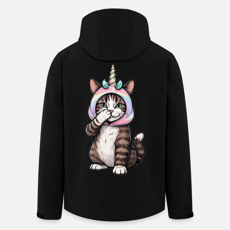 Chat licorne - Veste softshell homme en polyester recyclé Stanley/Stella - noir