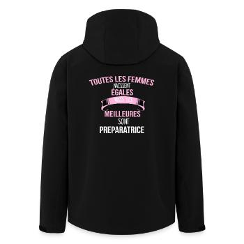 Preparatrice cadeau humour - Veste softshell homme en polyester recyclé Stanley/Stella - noir - Dos - AI Model Male 185 light (185cm)
