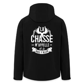 T-shirt pour Chasseur - La Chasse m"appelle - Veste softshell homme en polyester recyclé Stanley/Stella - noir - Dos - AI Model Male 185 light (185cm)