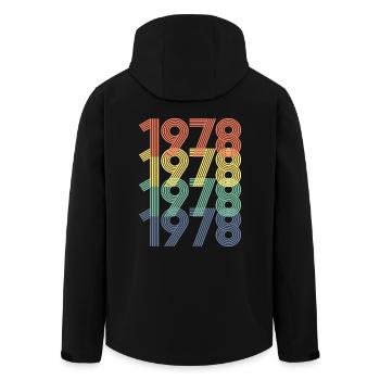 Cool Retro 1978, 44 Years Old, 44th Birthday Gift - Men’s Recycled Softshell Jacket by Stanley/Stella - black - Back - AI Model Male 185 light (185cm)