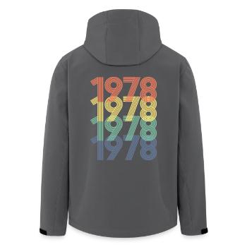 Cool Retro 1978, 44 ans, cadeau de 44e anniversaire - Veste softshell homme en polyester recyclé Stanley/Stella - charbon - Dos - AI Model Male 185 light (185cm)