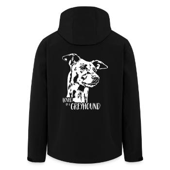 Loved by a GREYHOUND Hundespruch Windhund Wilsigns - Recycelte Männer Softshell-Jacke von Stanley/Stella - Schwarz - Hinten - AI Model Male 185 light (185cm)