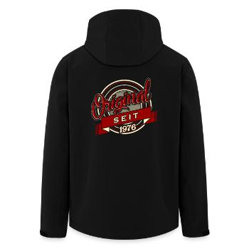Geburtstag Shirt · Geburtstag · Original 1976 - Recycelte Männer Softshell-Jacke von Stanley/Stella - Schwarz - Hinten - AI Model Male 185 light (185cm)