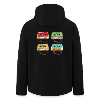 Musikkassette Compact Cassette Magnettonband Retro - Recycelte Männer Softshell-Jacke von Stanley/Stella - Schwarz - Hinten - AI Model Male 185 light (185cm)