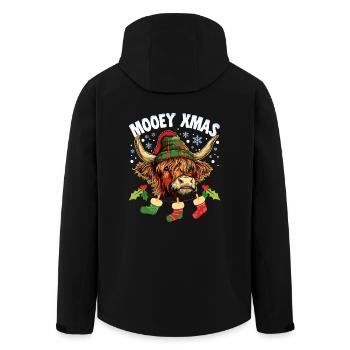 Weihnachten Schottisches Hochlandrind Mooey Xmas - Recycelte Männer Softshell-Jacke von Stanley/Stella - Schwarz - Hinten - AI Model Male 185 light (185cm)