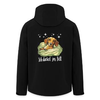 Dachshund Dog Sleep Outfit Dachshund Friend Bed Funny - Men’s Recycled Softshell Jacket by Stanley/Stella - black - Back - AI Model Male 185 light (185cm)