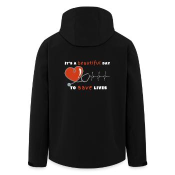 Arzt Krankenschwester Pfleger Doktor Herzschlag - Recycelte Männer Softshell-Jacke von Stanley/Stella - Schwarz - Hinten - AI Model Male 185 light (185cm)